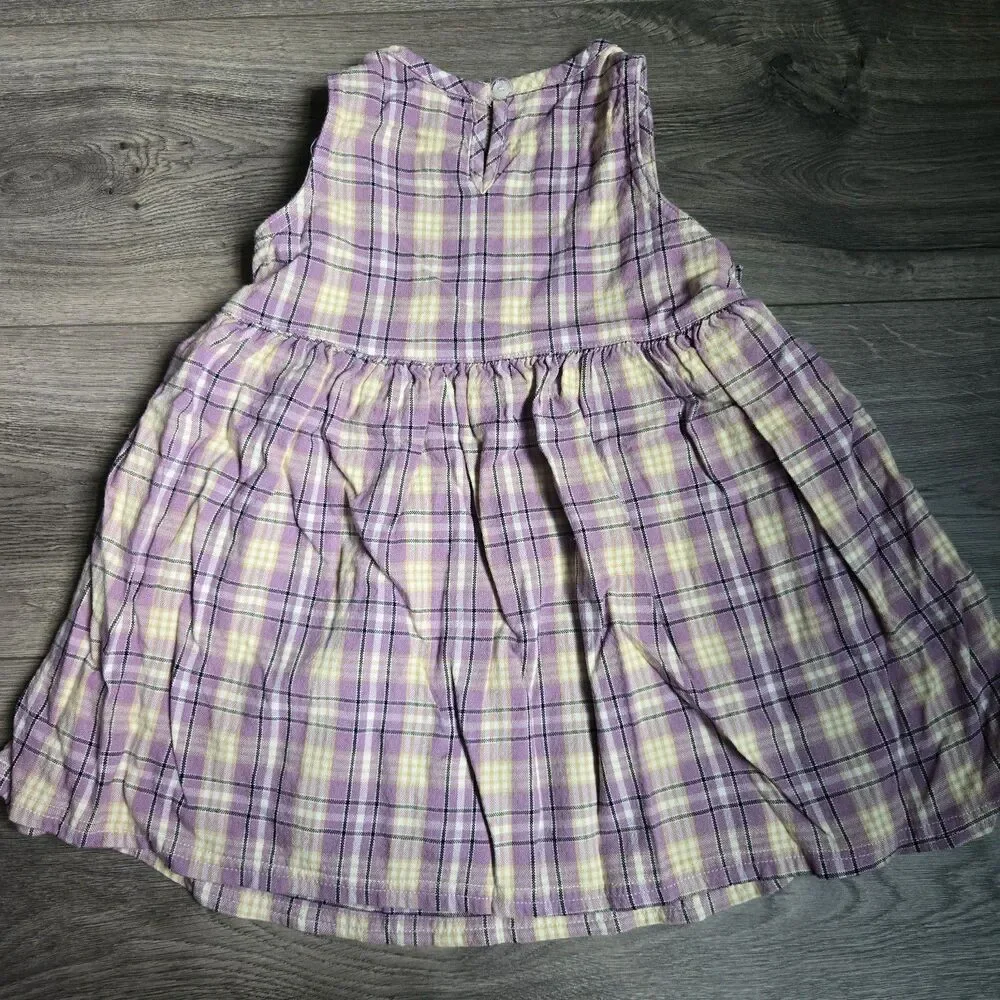 VTG Baby Gap Plaid Pinafore & Pointelle Top Set 18-24 Months Purple 2pc 90s Y2K
